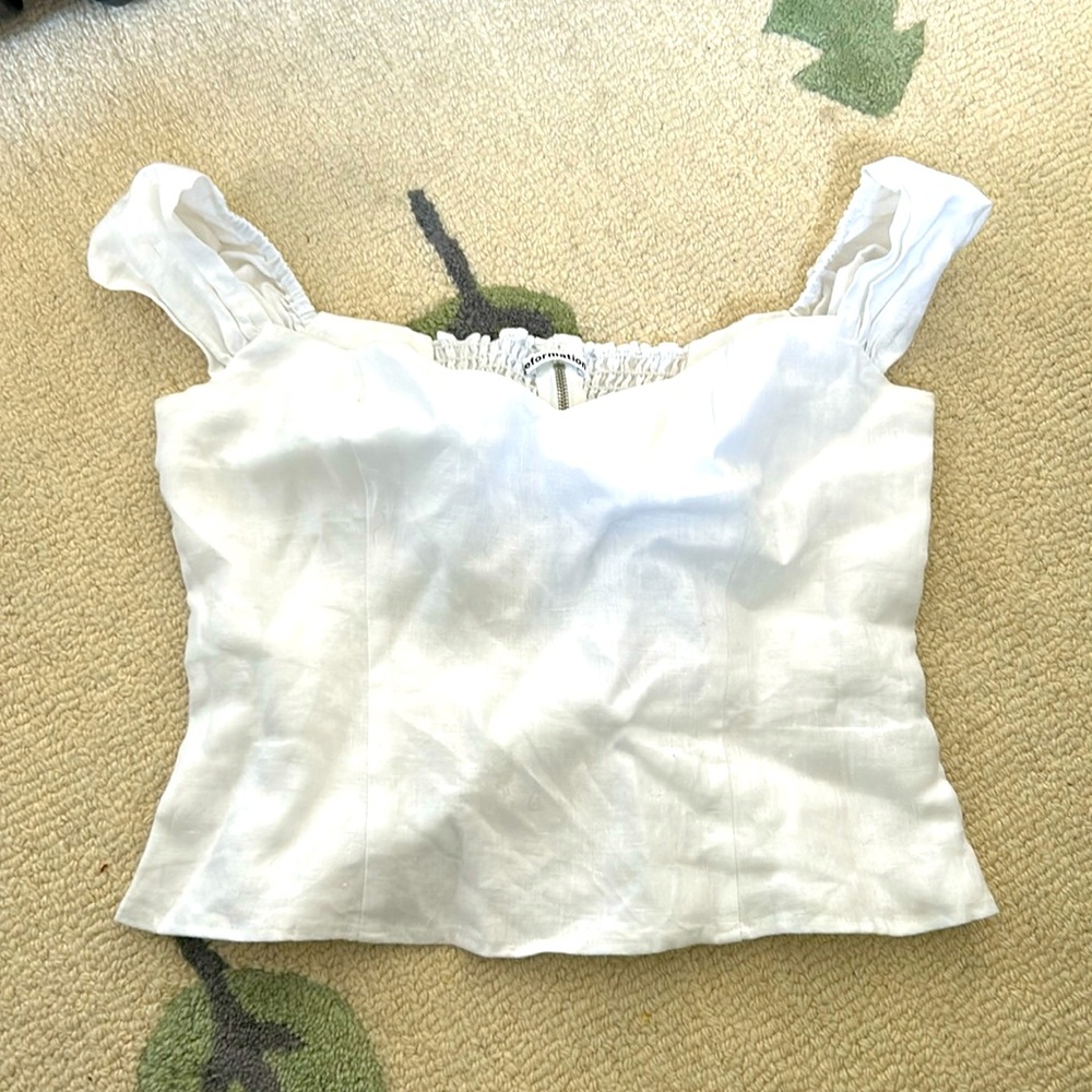 Reformation linen white off the shoulder top size 0
